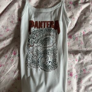 Pantera White Tank Top with Snake Graphic